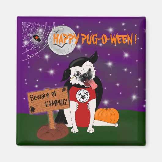 Vampug: Vampire Pugハロウィーン冷凍機磁石 マグネット (正面)