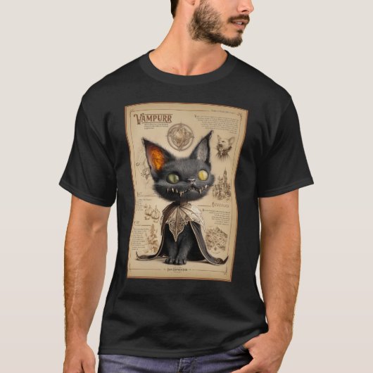 Vampurr: Vampire Cat Bestiary Illustration Tシャツ (正面)