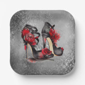 VampyストラッピーStilettos |レッドローズヒールグランジオン ペーパープレート (正面)