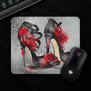 VampyストラッピーStilettos レッドローズヒールグランジオン マウスパッド