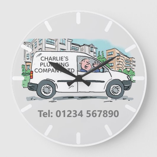 Van社の名前を持つ中小規模企業 ラージ壁時計 (正面)