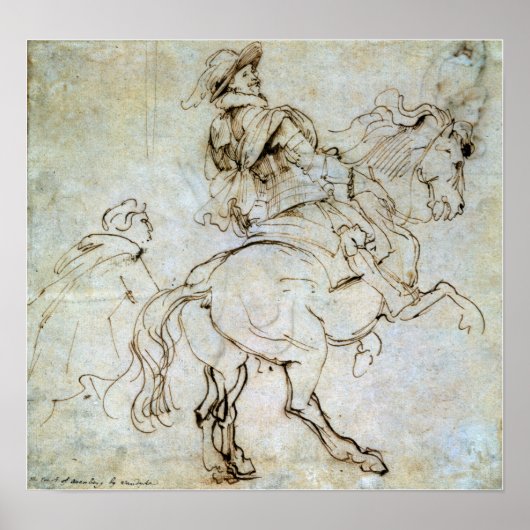 Van Dyck -勉強For An Equestrian Albert De Ligne ポスター (正面)
