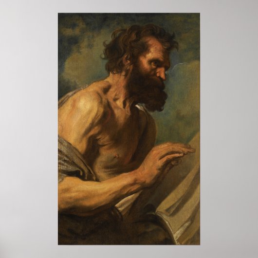 Van Dyck – 手を持つ髭のある男の勉強... ポスター (正面)