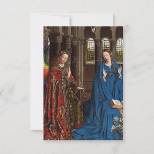 Van Eyck Annunciation Celestial Gold Holy Card サンキューカード (正面)