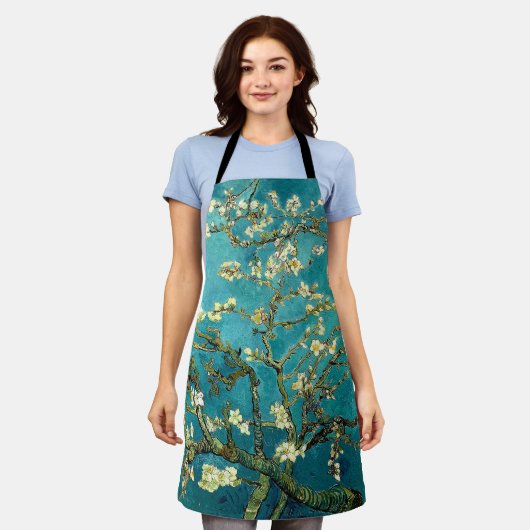 Van Gogh Almond Blossoms Classic Impressionism エプロン (着用した状態)