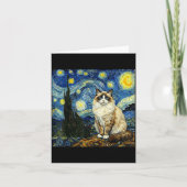 Van Gogh Art Starry Night - Funny Ragdoll Cat Arti カード (正面)