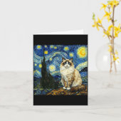 Van Gogh Art Starry Night - Funny Ragdoll Cat Arti カード (黄色い花)