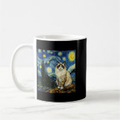 Van Gogh Art Starry Night - Funny Ragdoll Cat Arti コーヒーマグカップ (左)
