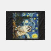 Van Gogh Art Starry Night - Funny Ragdoll Cat Arti フリースブランケット (正面(横))