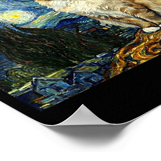 Van Gogh Art Starry Night - Funny Ragdoll Cat Arti ポスター (角)