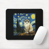 Van Gogh Art Starry Night - Funny Ragdoll Cat Arti マウスパッド (マウス)