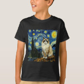 Van Gogh Art Starry Night - Funny Ragdoll Cat Arti Tシャツ (正面)