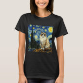 Van Gogh Art Starry Night - Funny Ragdoll Cat Arti Tシャツ (正面)