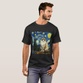 Van Gogh Art Starry Night - Funny Ragdoll Cat Arti Tシャツ (正面フル)
