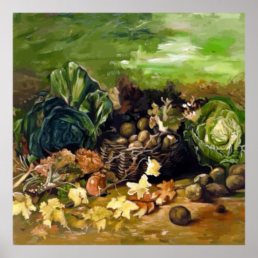 Van Gogh Basket of Potatoes, Leaves, Vegetables  ポスター (正面)