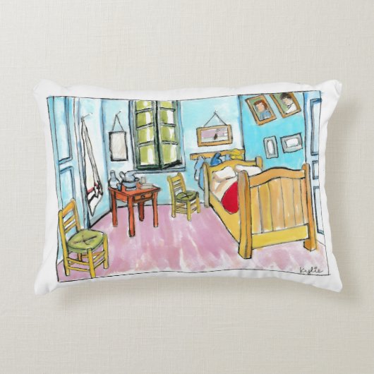 Van Gogh Bedroom tribute painting by me. アクセントクッション (正面)