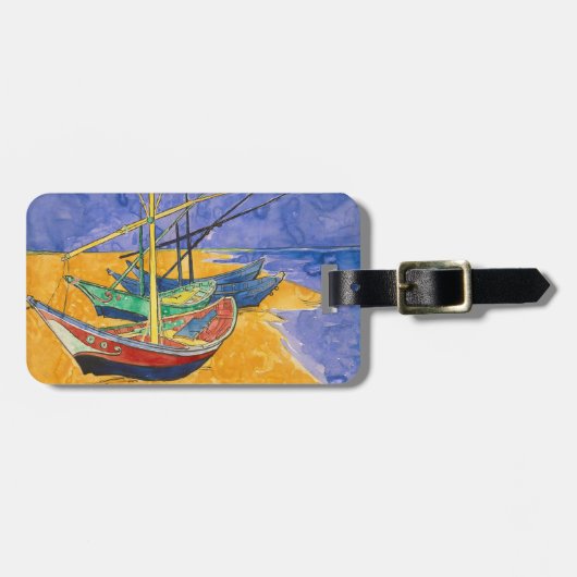 Van Gogh Boats Impressionism Beach ラゲッジタグ (正面横)