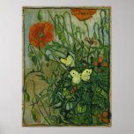 Van Gogh - Butterflies And Poppies ポスター<br><div class="desc">Butterflies And Poppies by Vincent Van Gogh. For more poster-ready images from Zedign Art Series Book 37 "Vincent Van Gogh - Paintings & Drawings Vol 2",  visit https://books.zedign.com/zas/37.html</div>