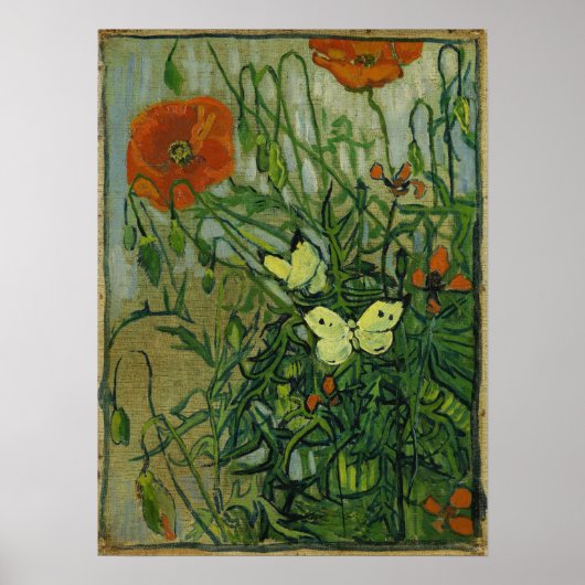 Van Gogh - Butterflies And Poppies ポスター (正面)