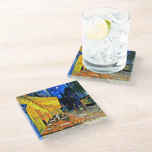 Van Gogh - Cafe Terrace ガラスコースター (アングル)