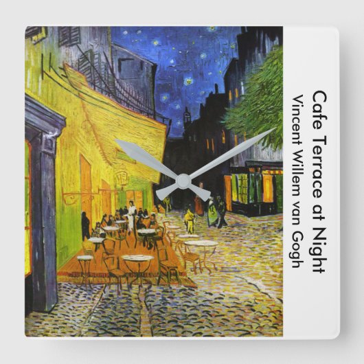 Van Gogh , “Cafe Terrace at Night” スクエア壁時計 (正面)