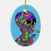 Van Gogh Calavera Smoking Cigarette セラミックオーナメント (正面)