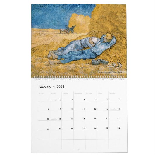 Van Gogh Calendar 2026- Impressionism カレンダー (2月 2026)