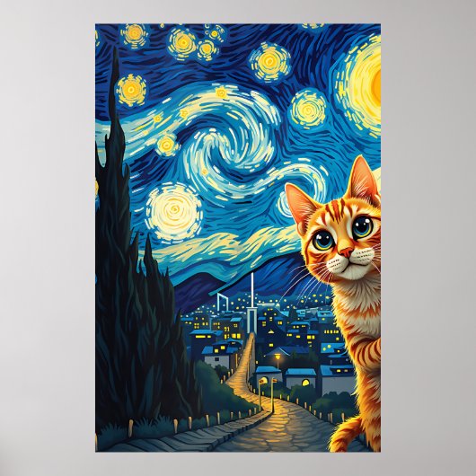 van Gogh Cat Art ポスター (正面)
