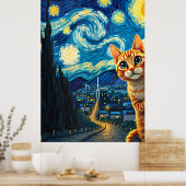 van Gogh Cat Art ポスター (キッチン)