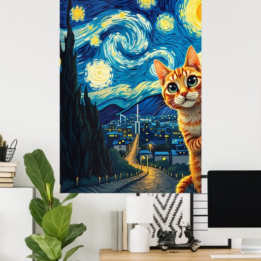 van Gogh Cat Art ポスター (ホームオフィス)