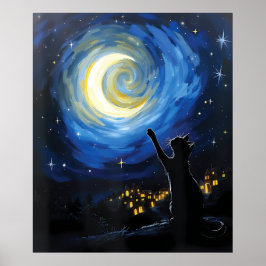 van Gogh Cat Art ポスター