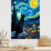 van Gogh Cat Art ポスター (キッチン)