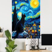 van Gogh Cat Art ポスター (ホームオフィス)