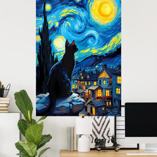 van Gogh Cat Art ポスター (ホームオフィス)