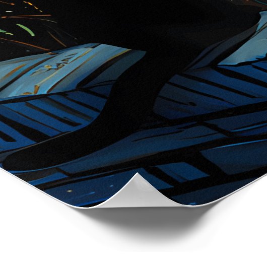 van Gogh Cat Art ポスター (角)