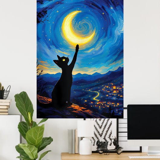 van Gogh Cat Art ポスター (ホームオフィス)