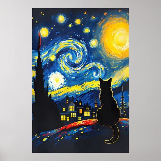 van Gogh Cat Art ポスター (正面)