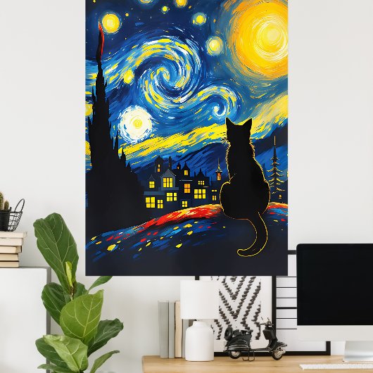 van Gogh Cat Art ポスター (ホームオフィス)