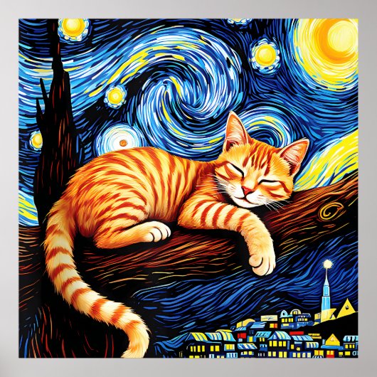 van Gogh Cat Art ポスター (正面)