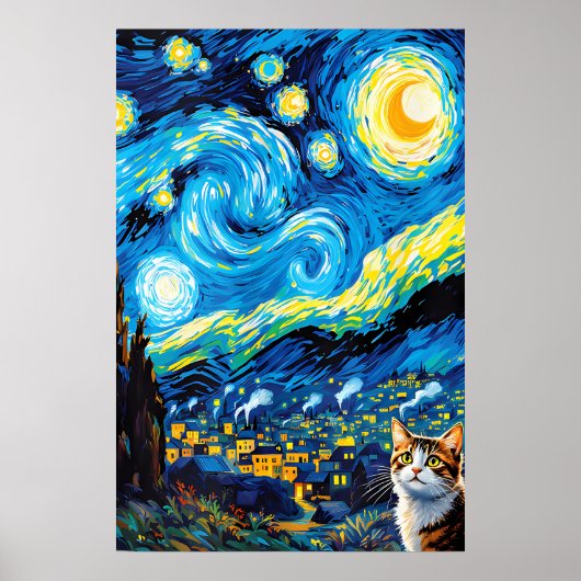 van Gogh Cat Art ポスター (正面)