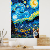 van Gogh Cat Art ポスター (キッチン)