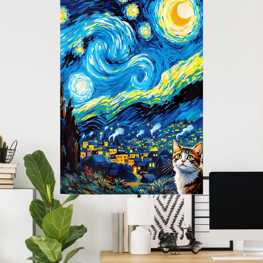 van Gogh Cat Art ポスター (ホームオフィス)