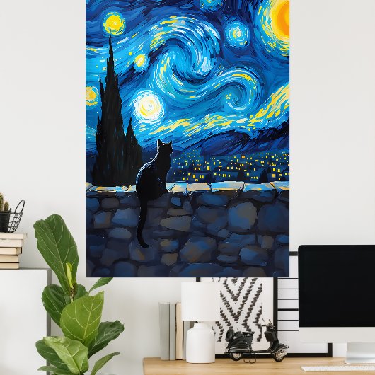 van Gogh Cat Art ポスター (ホームオフィス)