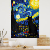 van Gogh Cat Art ポスター (キッチン)