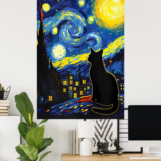 van Gogh Cat Art ポスター (ホームオフィス)