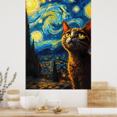 van Gogh Cat Art ポスター (キッチン)