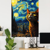 van Gogh Cat Art ポスター (ホームオフィス)