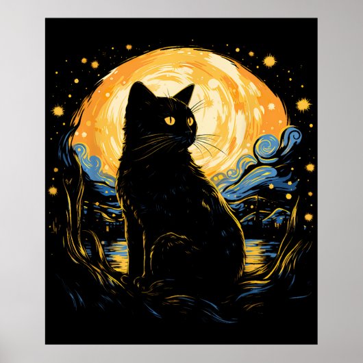 van Gogh Cat Art ポスター (正面)
