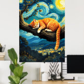 van Gogh Cat Art ポスター (ホームオフィス)