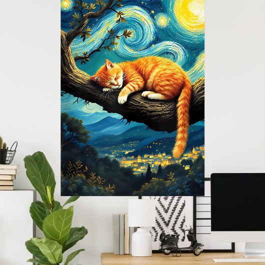 van Gogh Cat Art ポスター (ホームオフィス)